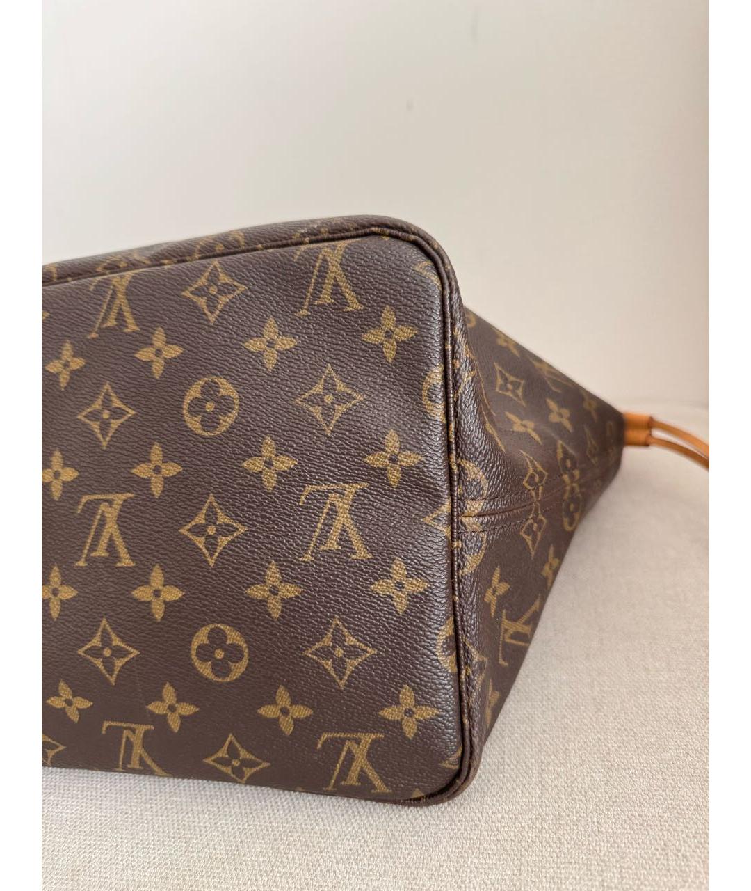 LOUIS VUITTON Коричневая кожаная сумка тоут, фото 7