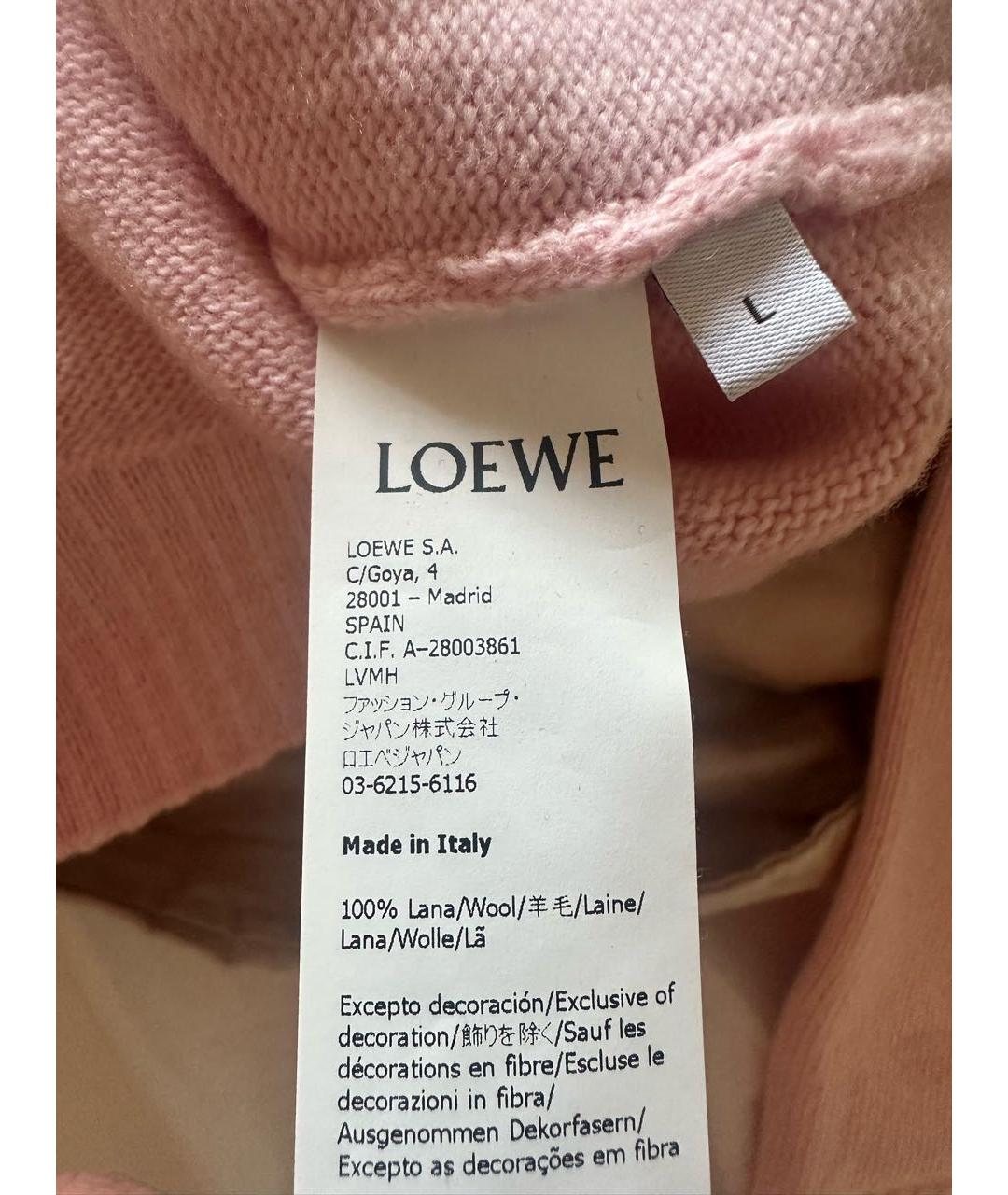 LOEWE Розовый шерстяной джемпер / свитер, фото 2