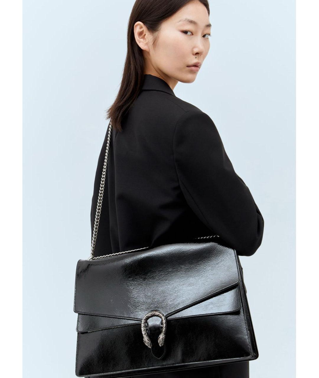 GUCCI Черная кожаная сумка через плечо, фото 3