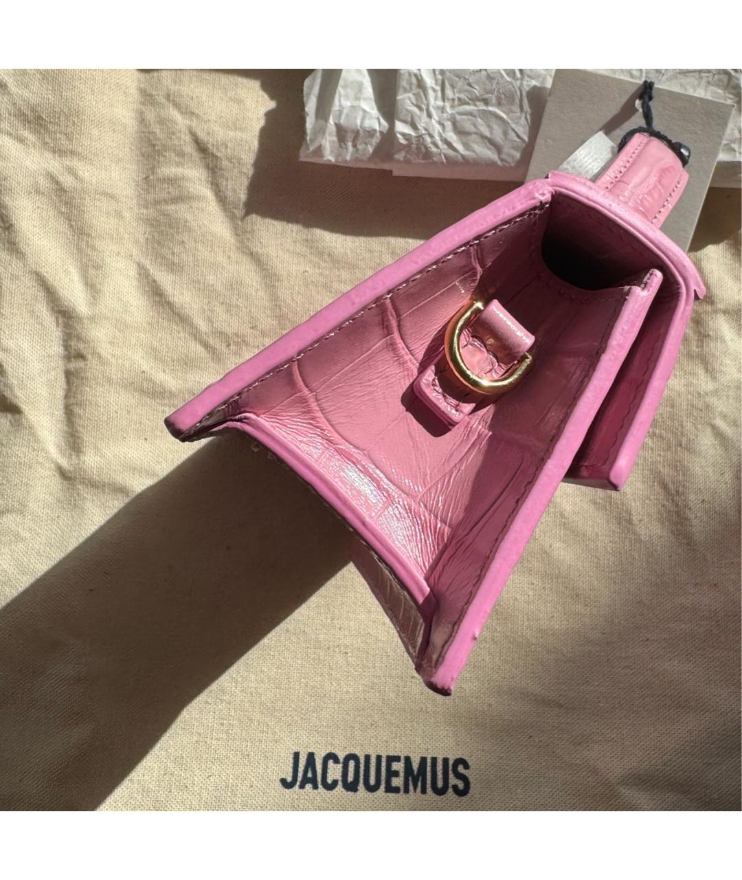 JACQUEMUS Коралловая сумка с короткими ручками из экзотической кожи, фото 4