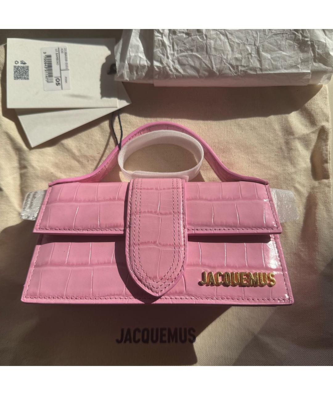 JACQUEMUS Коралловая сумка с короткими ручками из экзотической кожи, фото 8