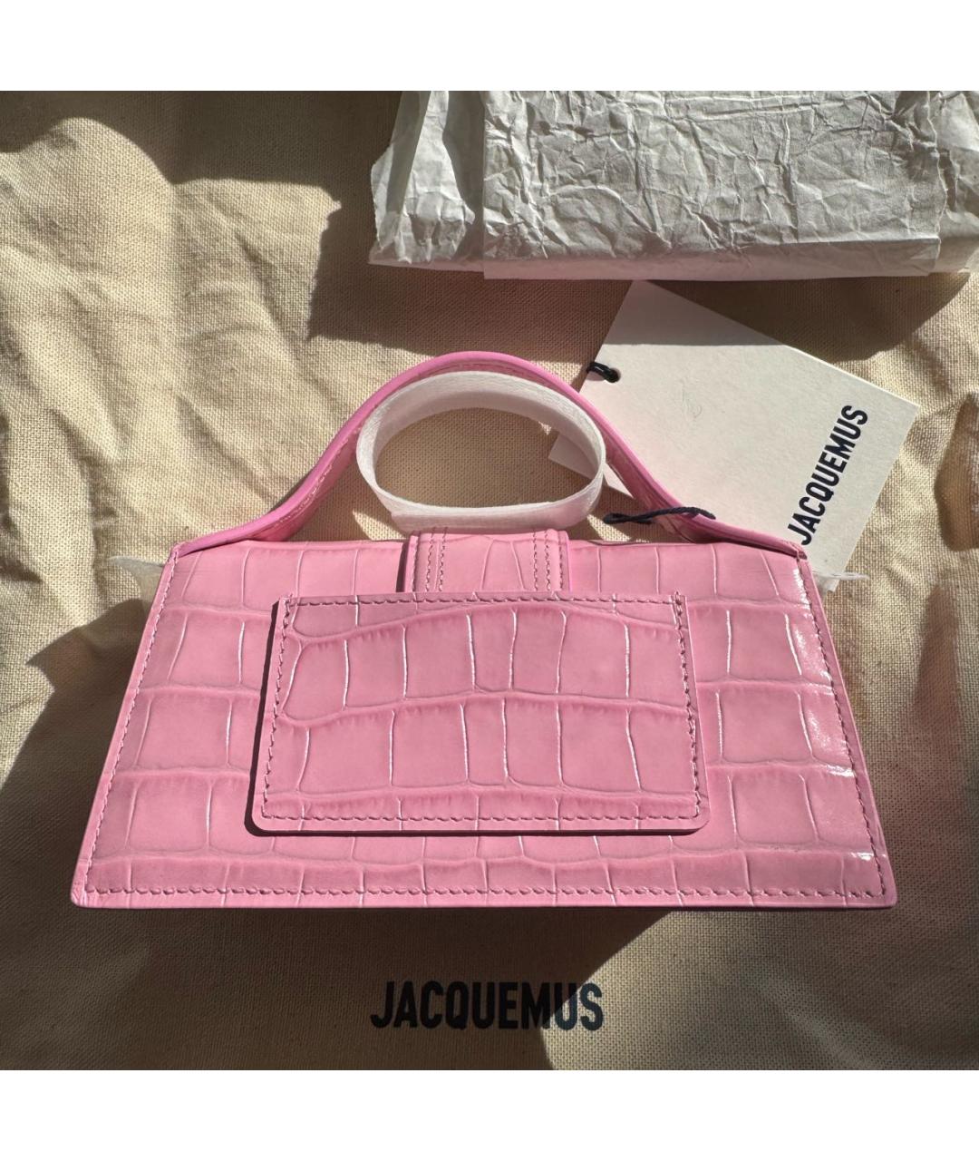 JACQUEMUS Коралловая сумка с короткими ручками из экзотической кожи, фото 2