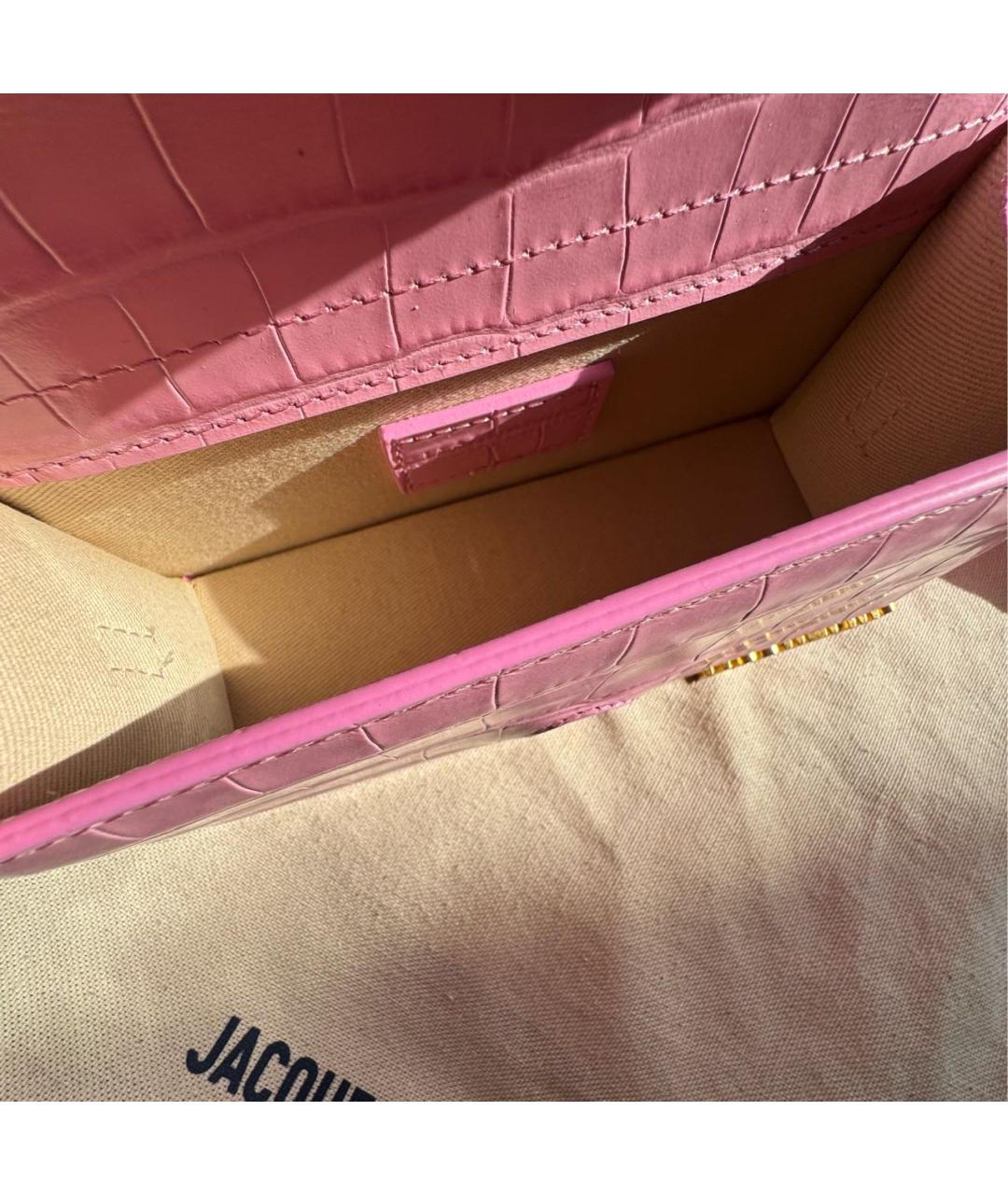 JACQUEMUS Коралловая сумка с короткими ручками из экзотической кожи, фото 6