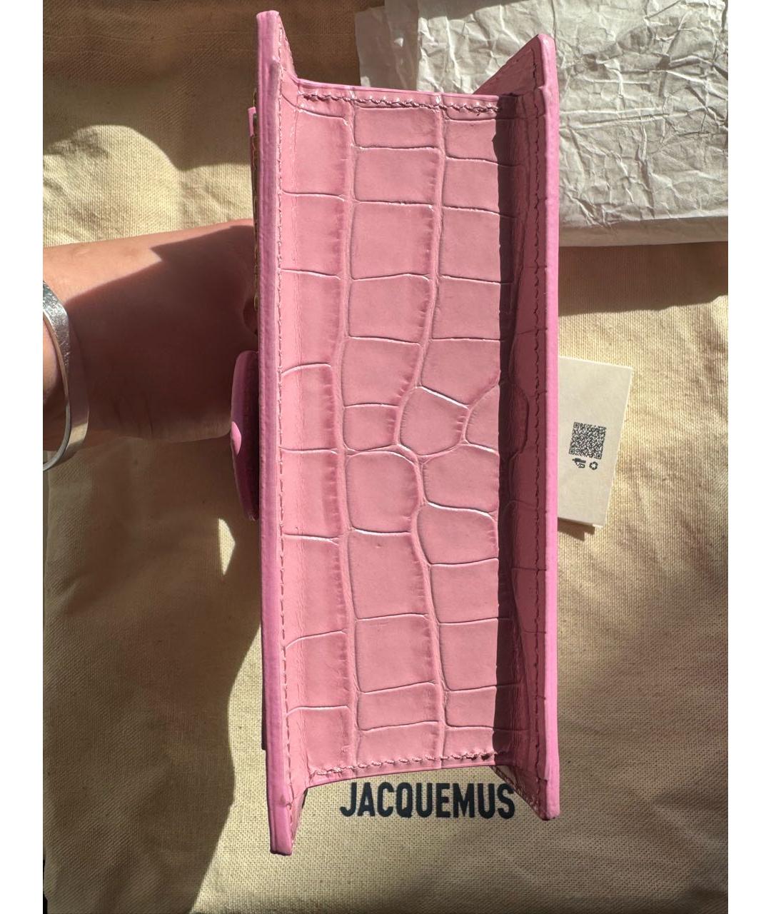 JACQUEMUS Коралловая сумка с короткими ручками из экзотической кожи, фото 5