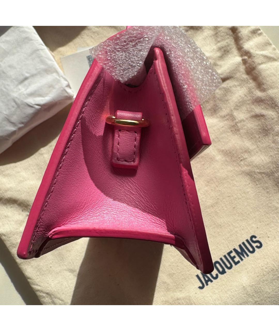 JACQUEMUS Розовая кожаная сумка с короткими ручками, фото 6