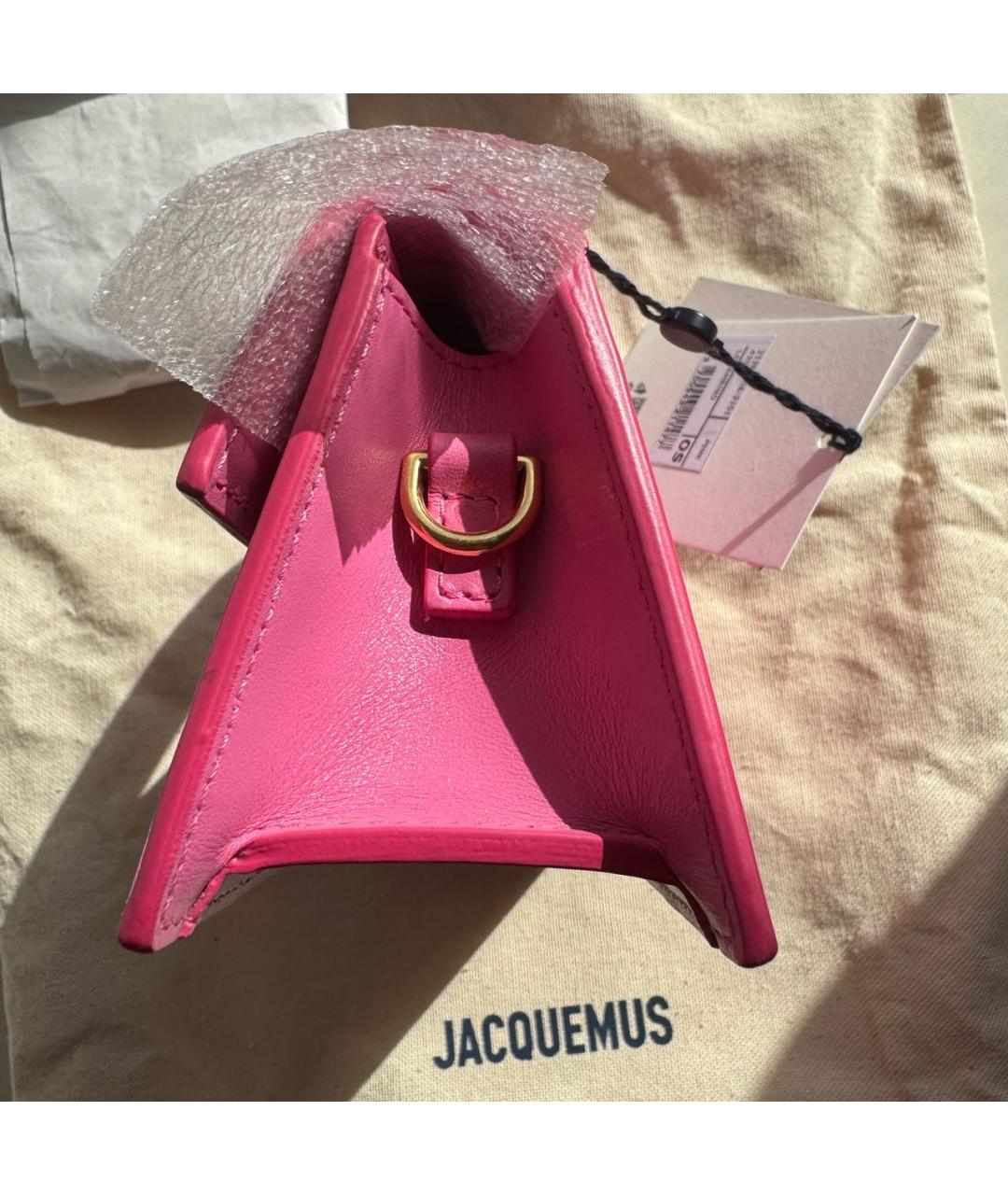 JACQUEMUS Розовая кожаная сумка с короткими ручками, фото 5