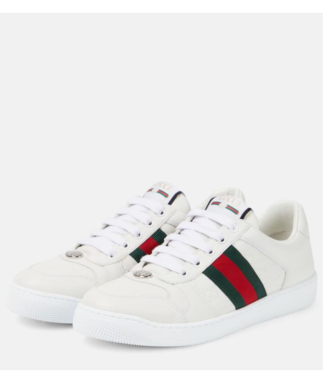 GUCCI Белые кожаные низкие кроссовки / кеды, фото 2