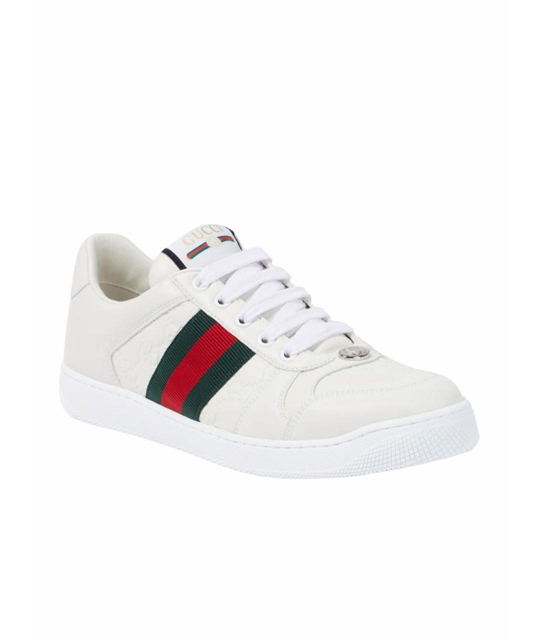 GUCCI Белые кожаные низкие кроссовки / кеды, фото 1