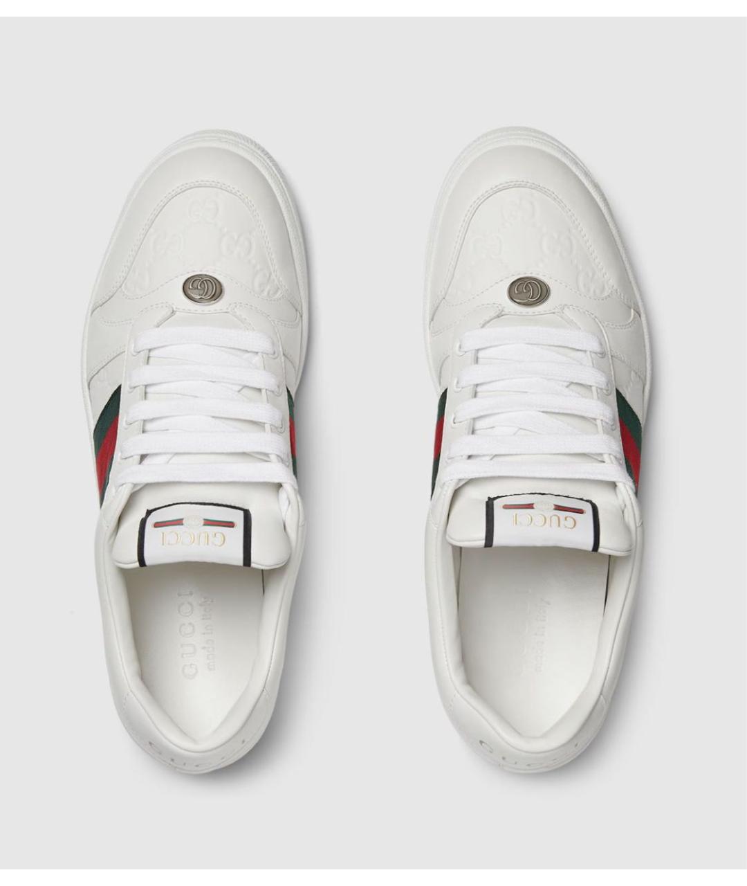 GUCCI Белые кожаные низкие кроссовки / кеды, фото 3