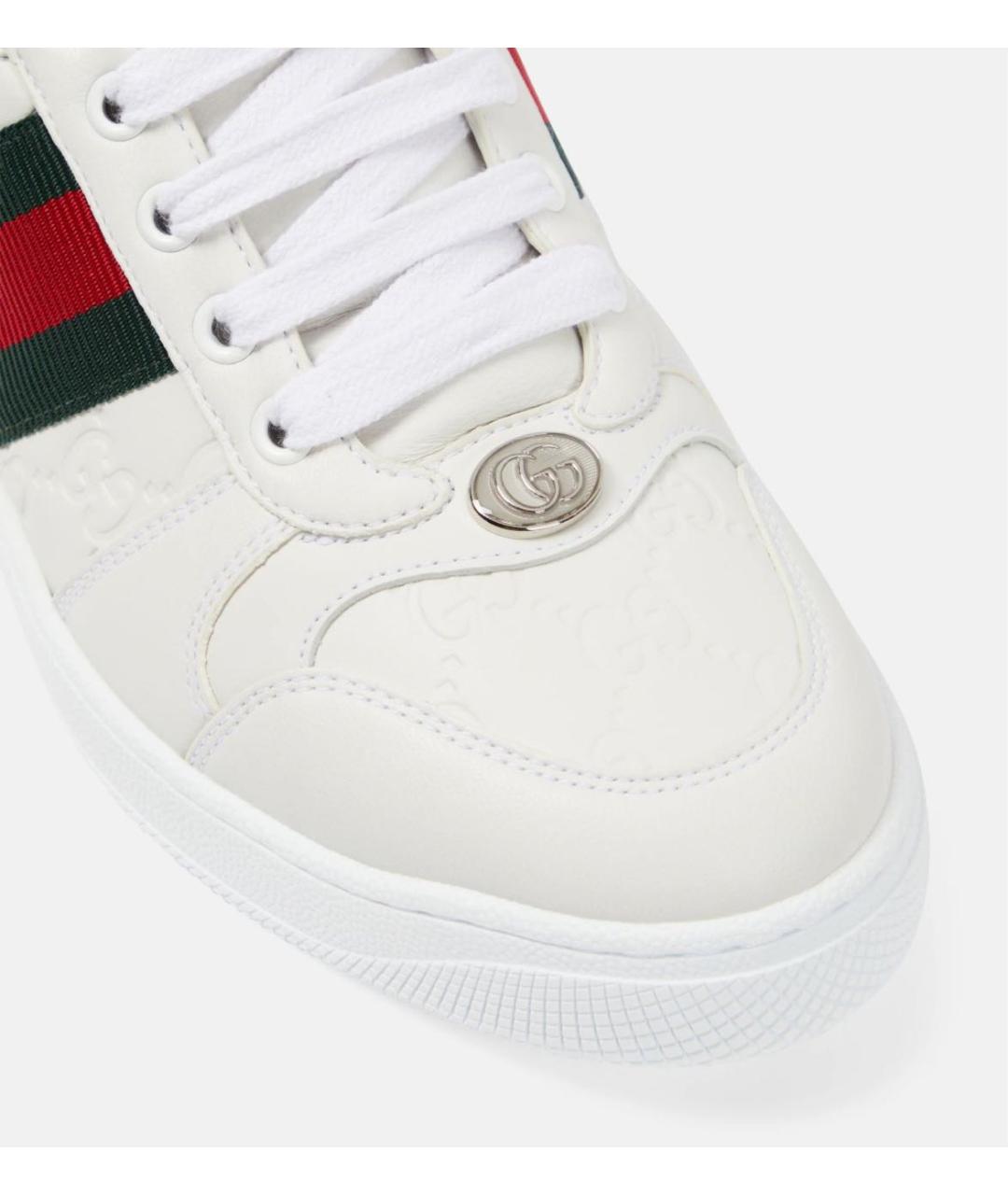 GUCCI Белые кожаные низкие кроссовки / кеды, фото 5