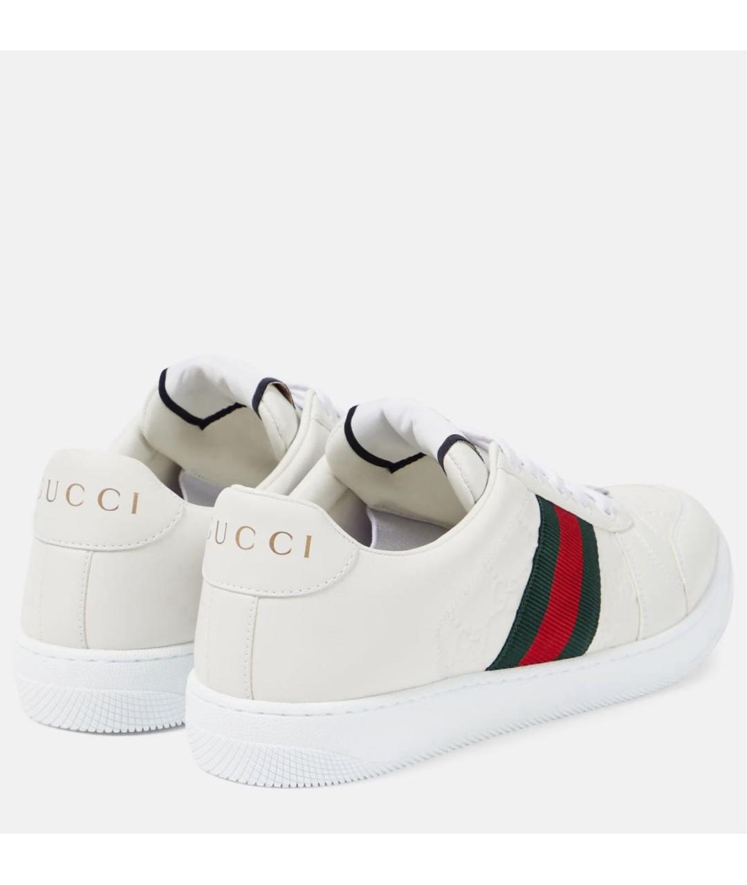 GUCCI Белые кожаные низкие кроссовки / кеды, фото 4