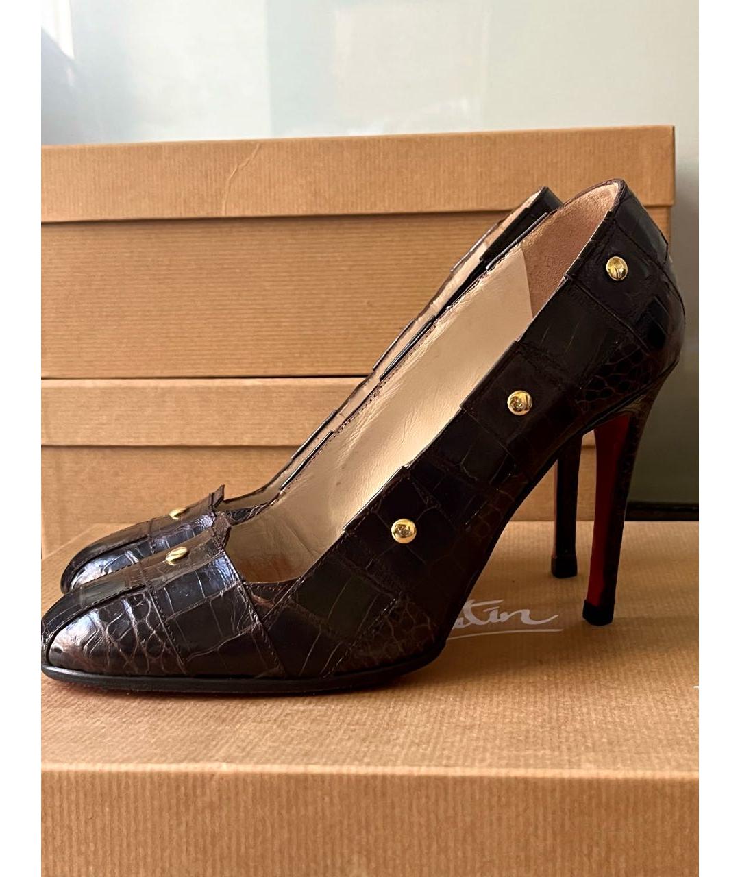 CHRISTIAN LOUBOUTIN Коричневые туфли из экзотической кожи, фото 3