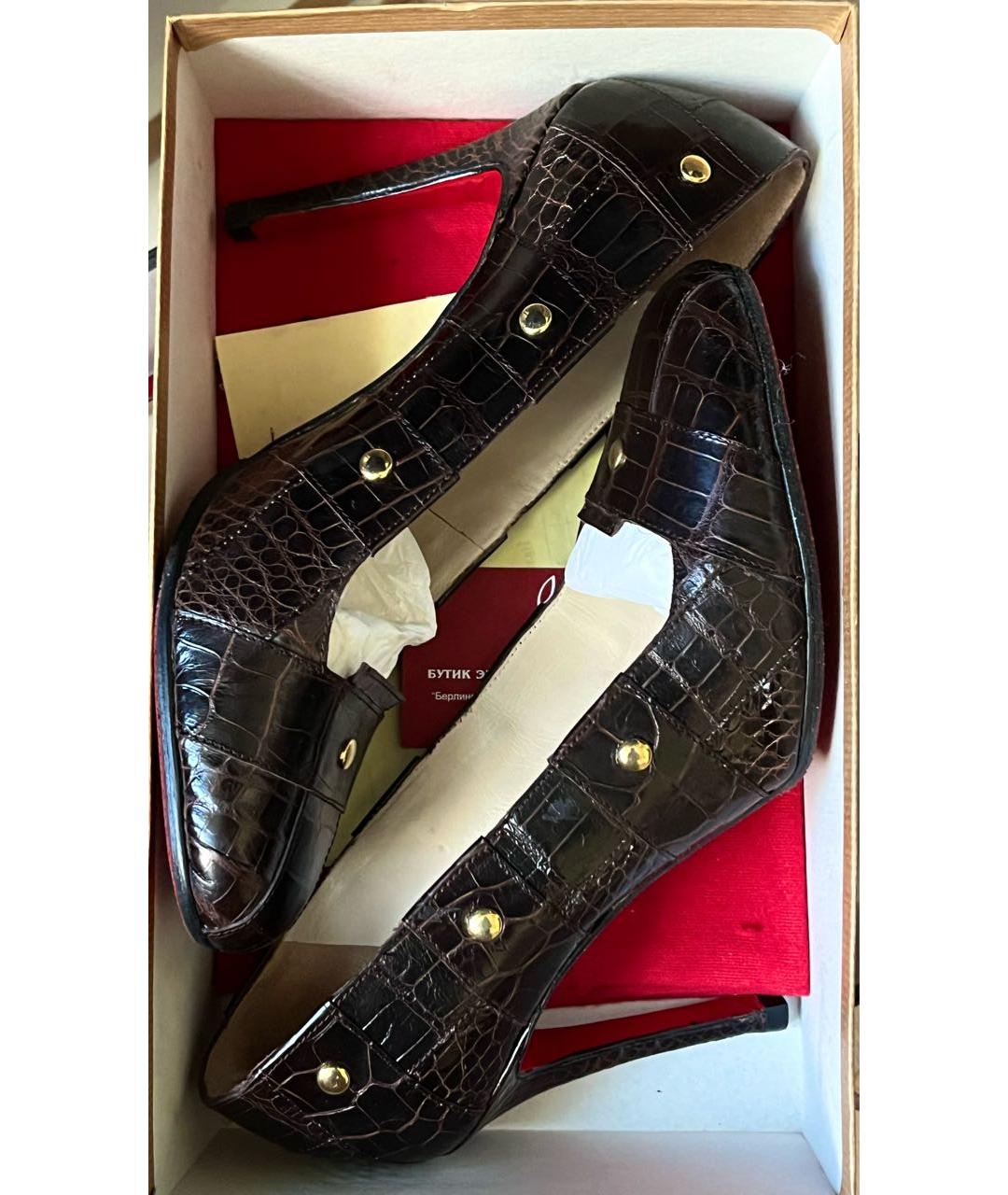 CHRISTIAN LOUBOUTIN Коричневые туфли из экзотической кожи, фото 8