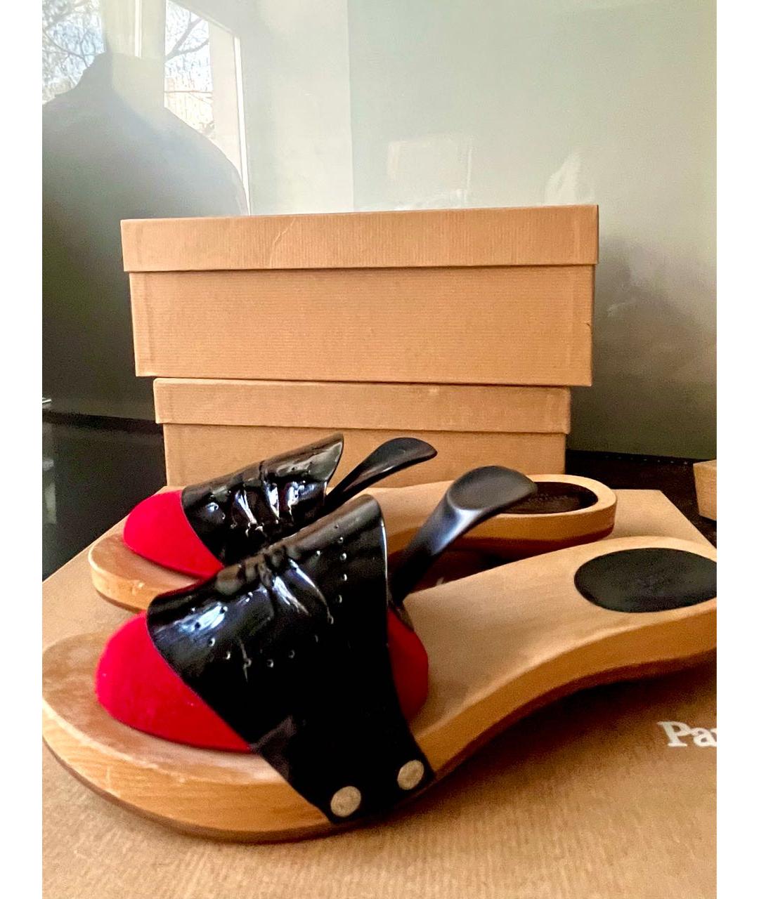 HERMES Черные шлепанцы из лакированной кожи, фото 7