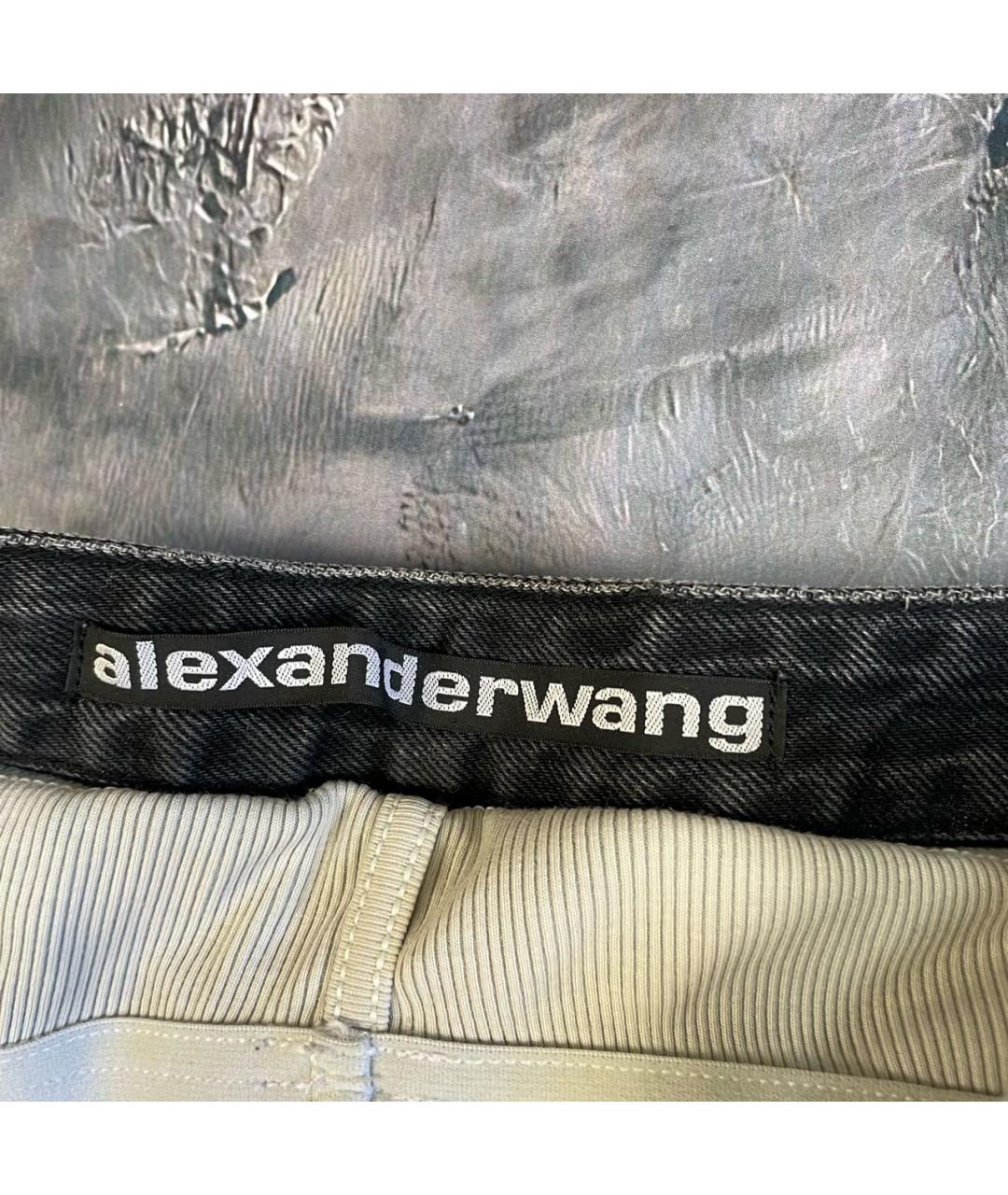 ALEXANDER WANG Антрацитовые хлопко-эластановые прямые джинсы, фото 7