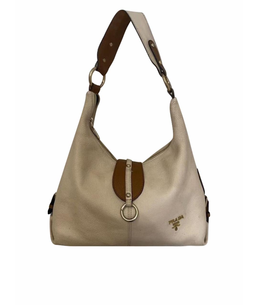 PRADA Бежевая кожаная сумка тоут, фото 1