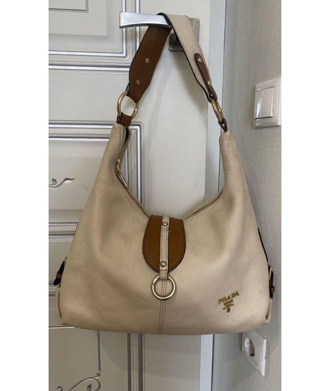 PRADA Бежевая кожаная сумка тоут, фото 5
