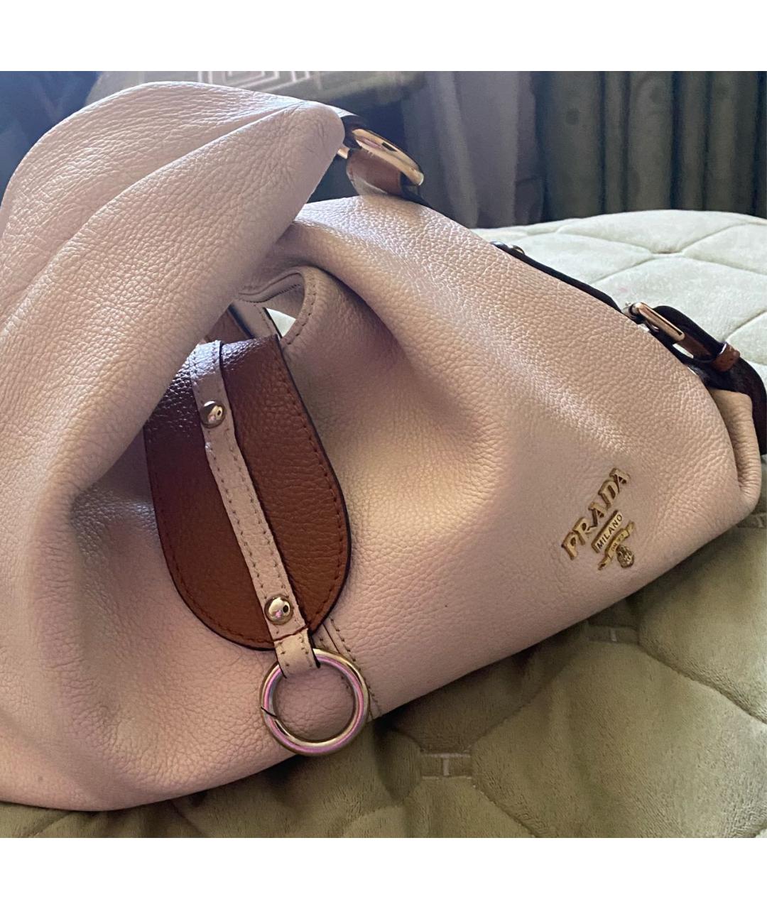 PRADA Бежевая кожаная сумка тоут, фото 7