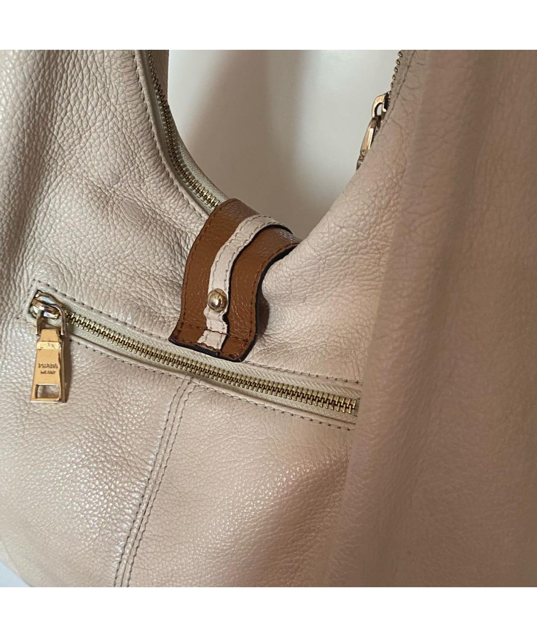 PRADA Бежевая кожаная сумка тоут, фото 2