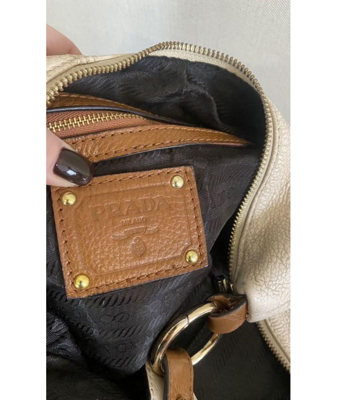 PRADA Бежевая кожаная сумка тоут, фото 4