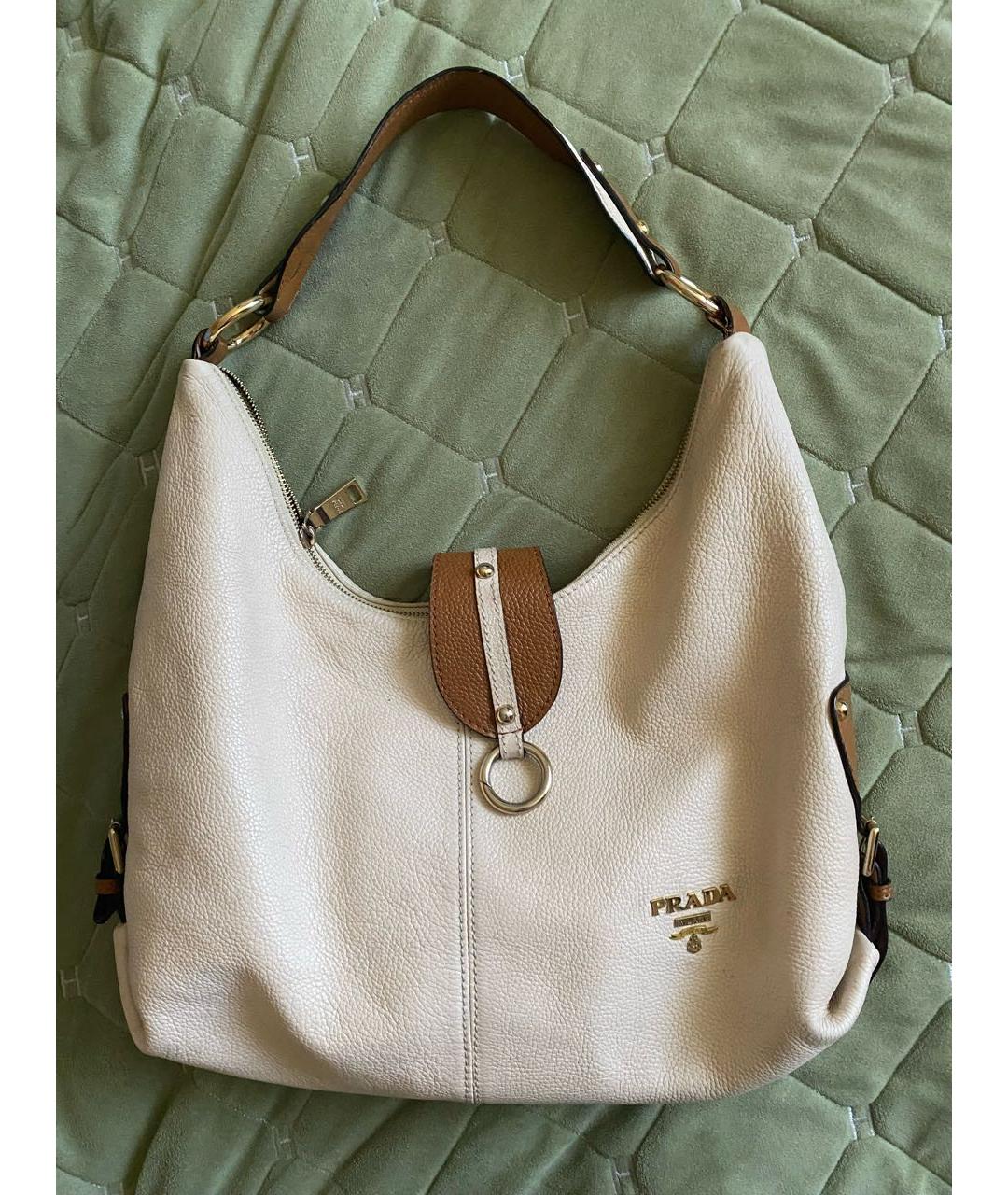 PRADA Бежевая кожаная сумка тоут, фото 6