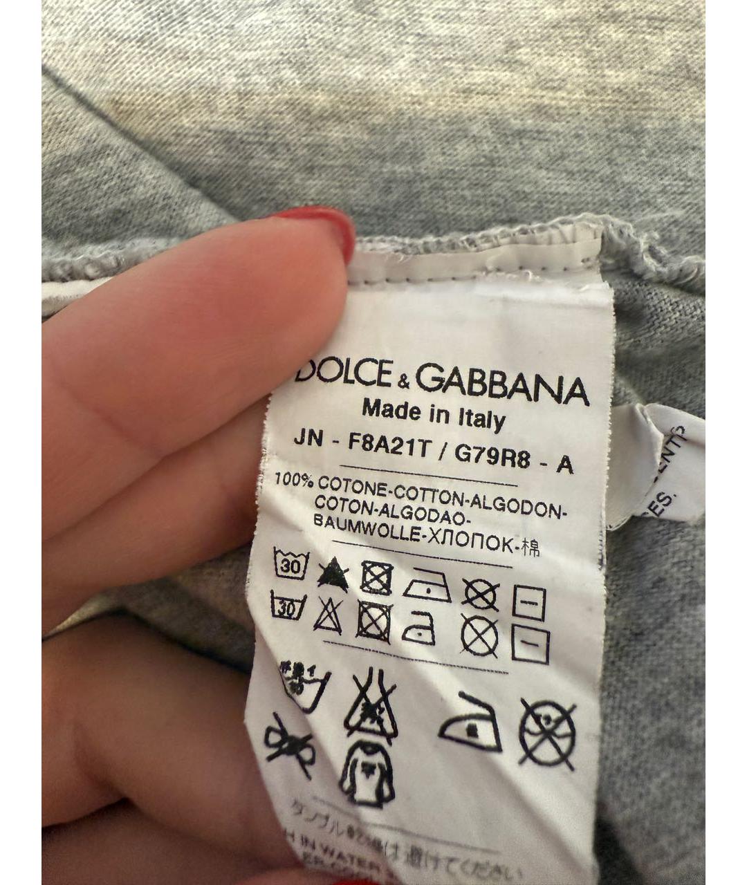 DOLCE&GABBANA Серая хлопковая майка, фото 4