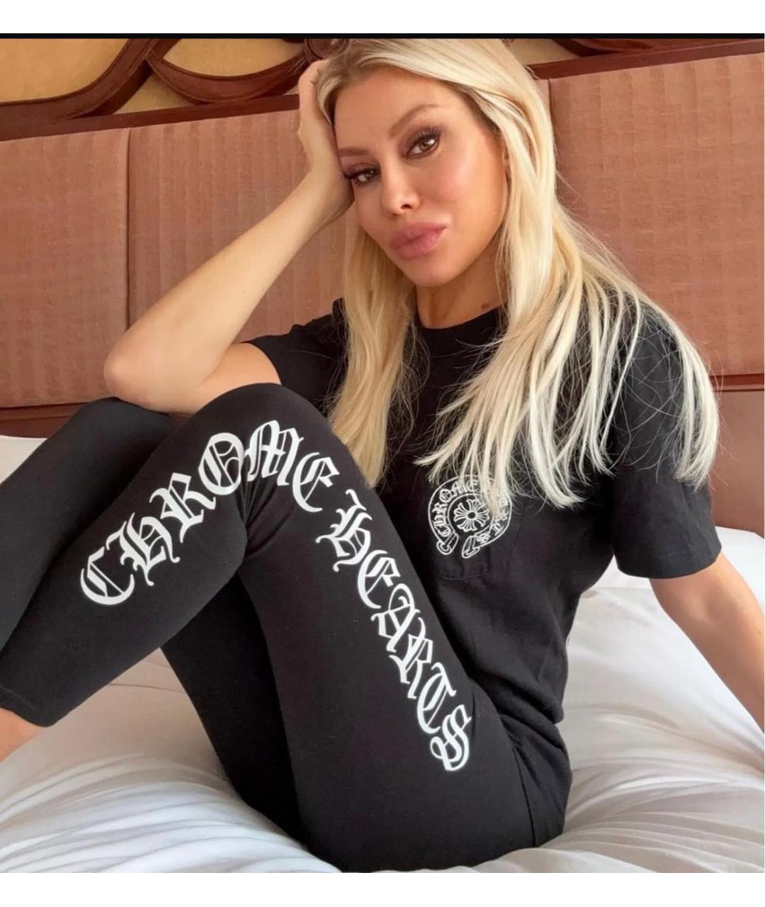 CHROME HEARTS Черные хлопковые леггинсы и велосипедки, фото 4