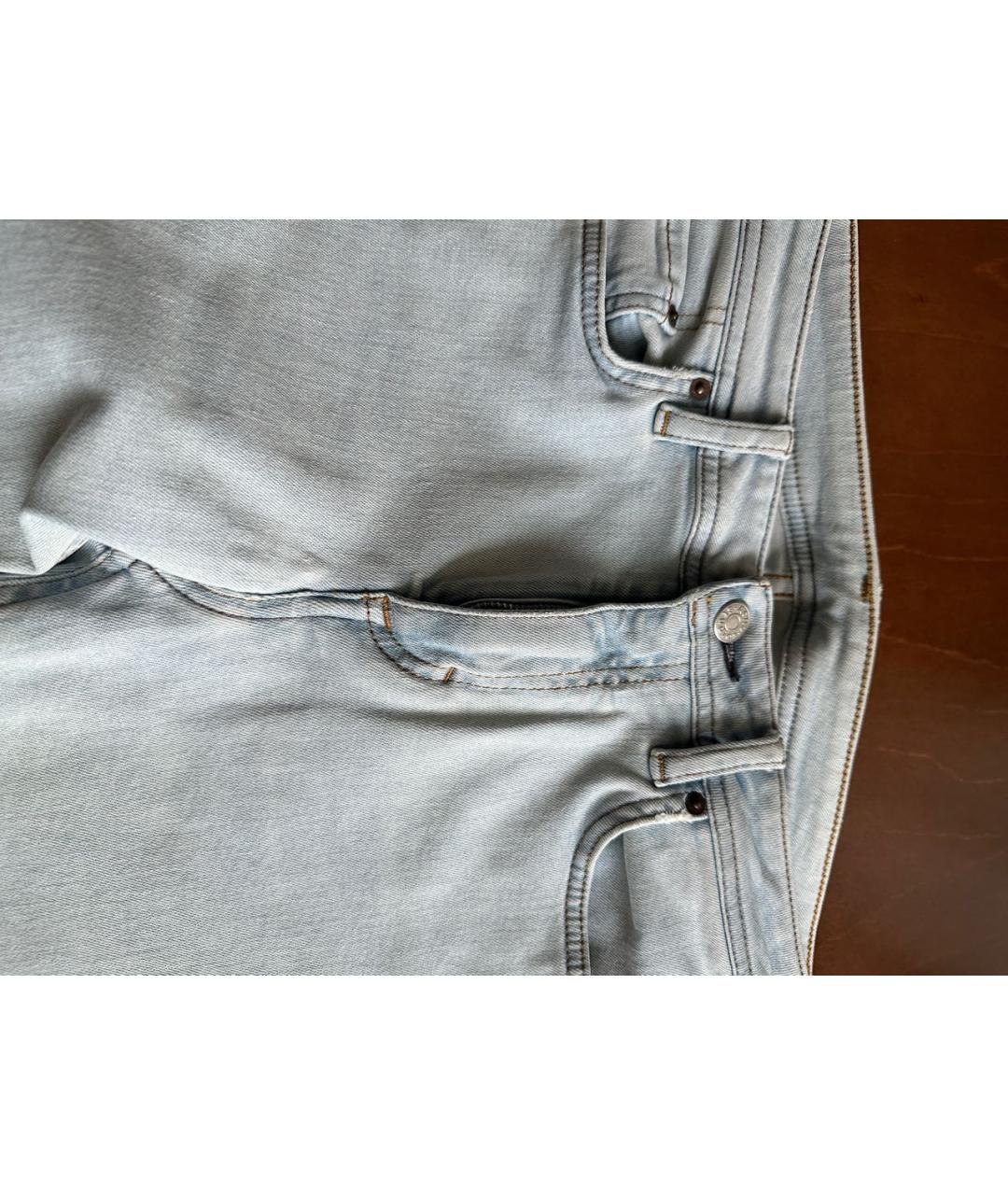ACNE STUDIOS Голубые хлопко-эластановые джинсы слим, фото 3