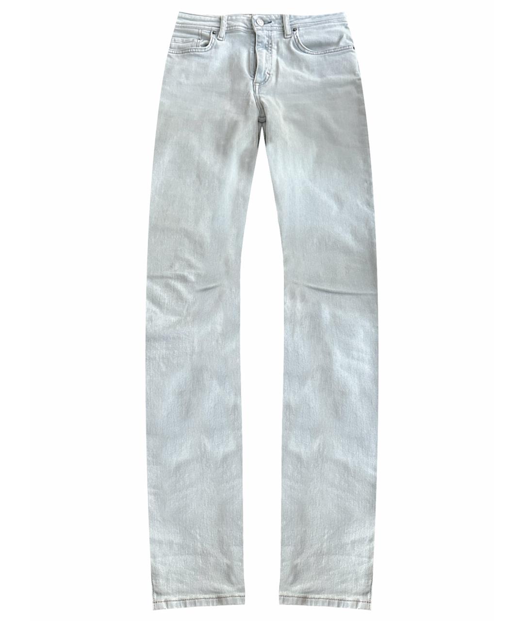 ACNE STUDIOS Голубые хлопко-эластановые джинсы слим, фото 1