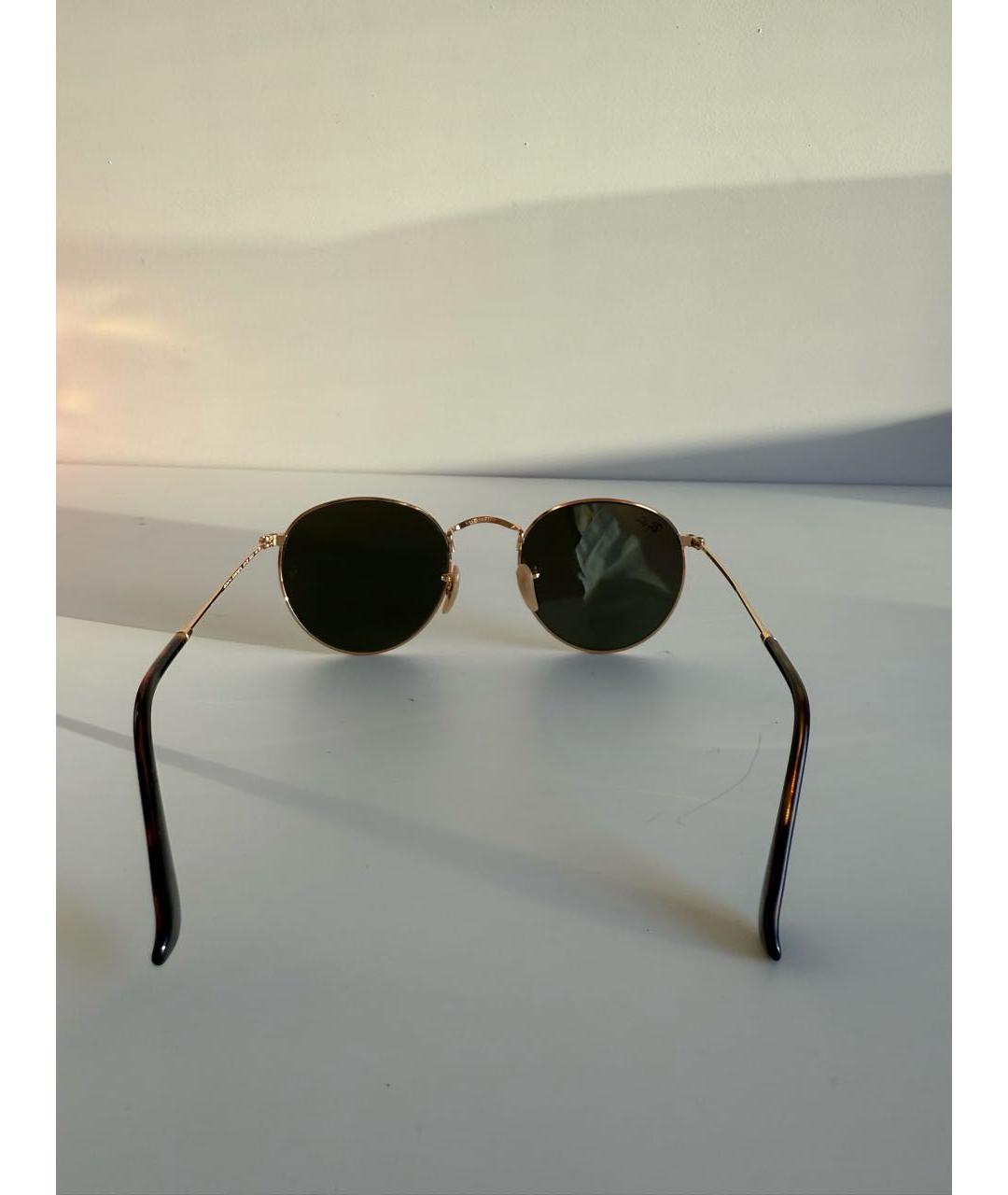 RAY BAN Золотые металлические солнцезащитные очки, фото 5