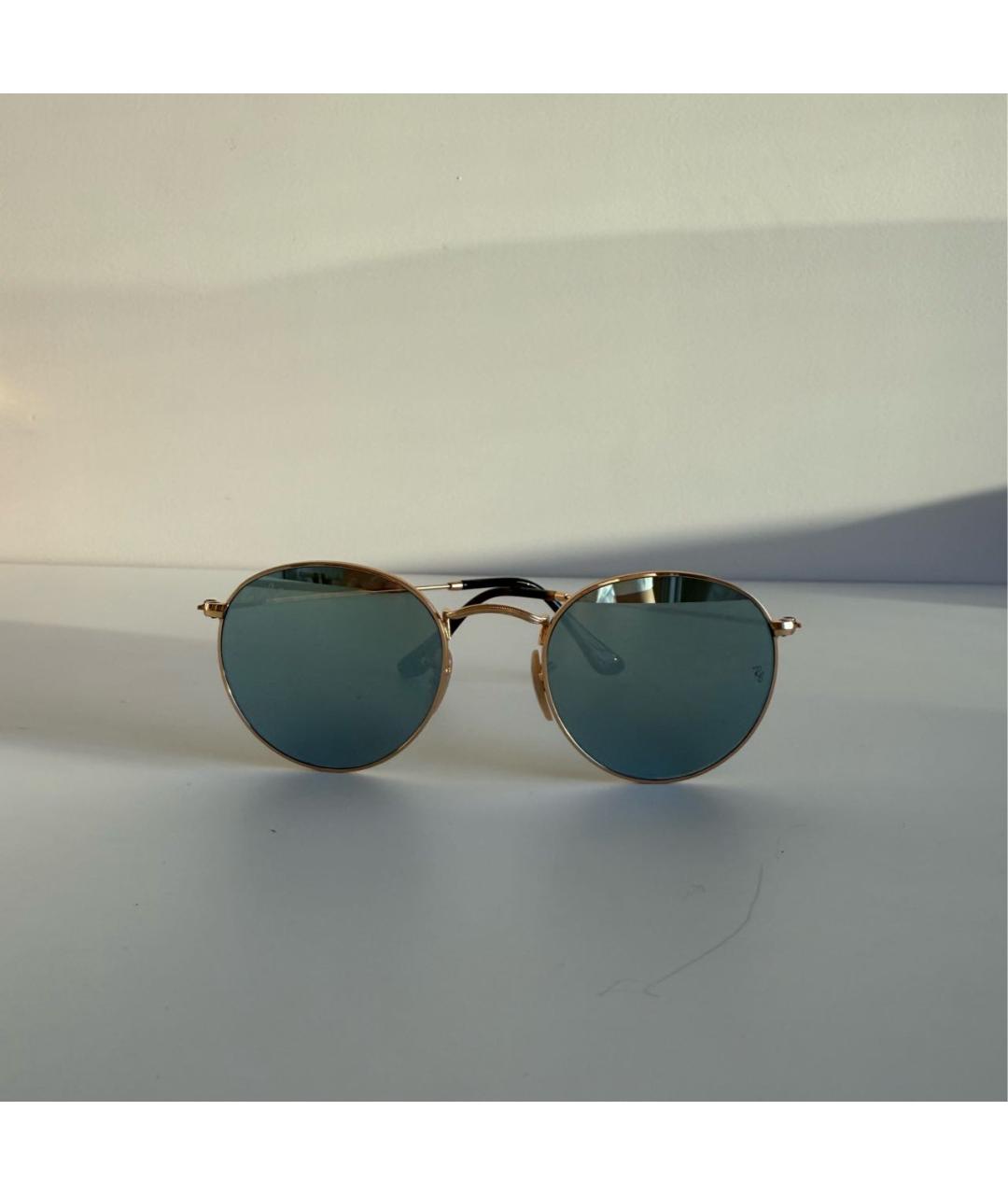 RAY BAN Золотые металлические солнцезащитные очки, фото 6