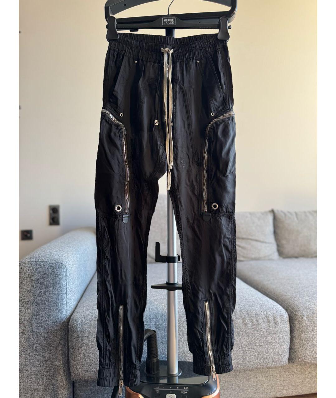 RICK OWENS Черные вискозные брюки узкие, фото 2