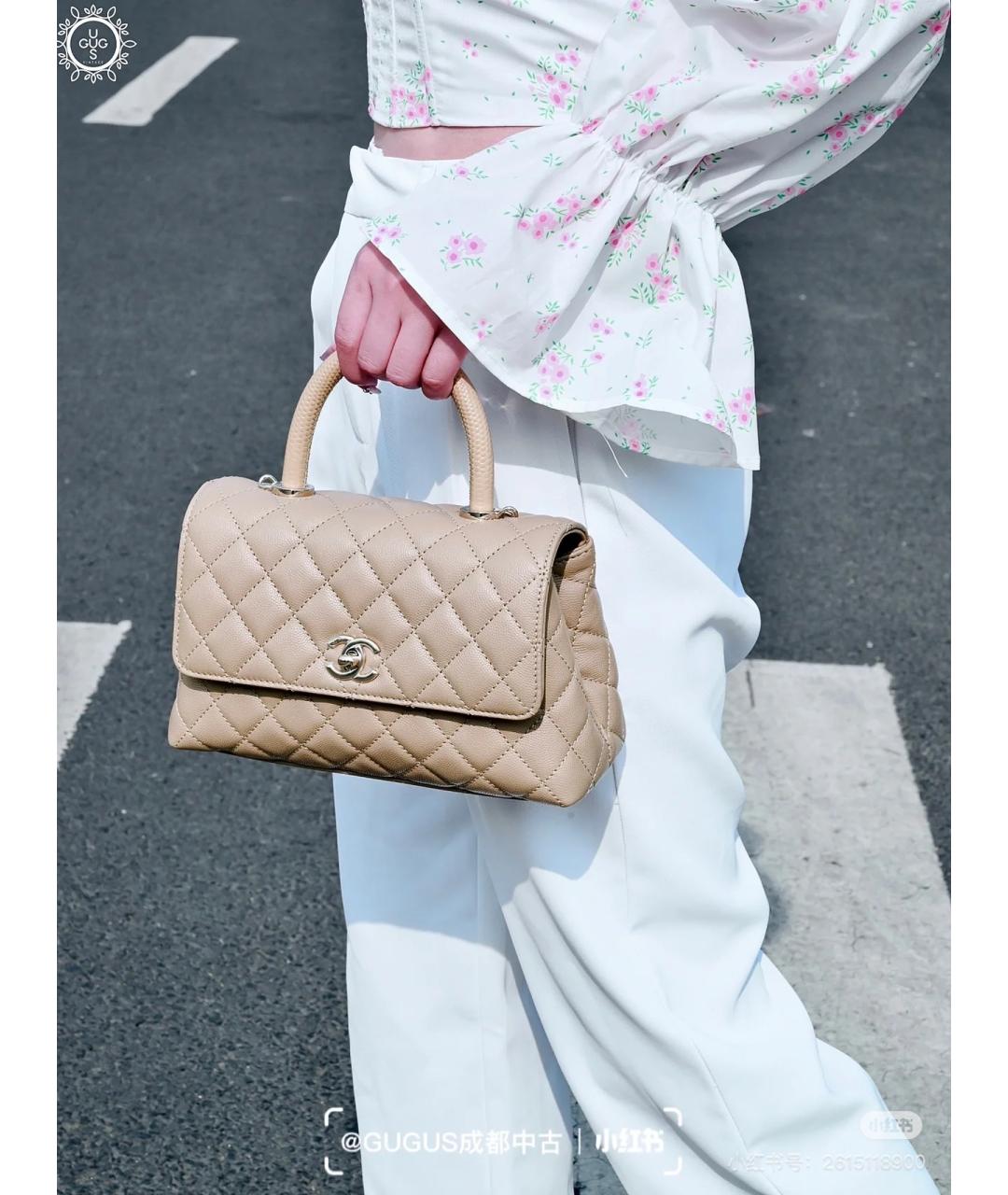 CHANEL Хаки кожаный рюкзак, фото 6