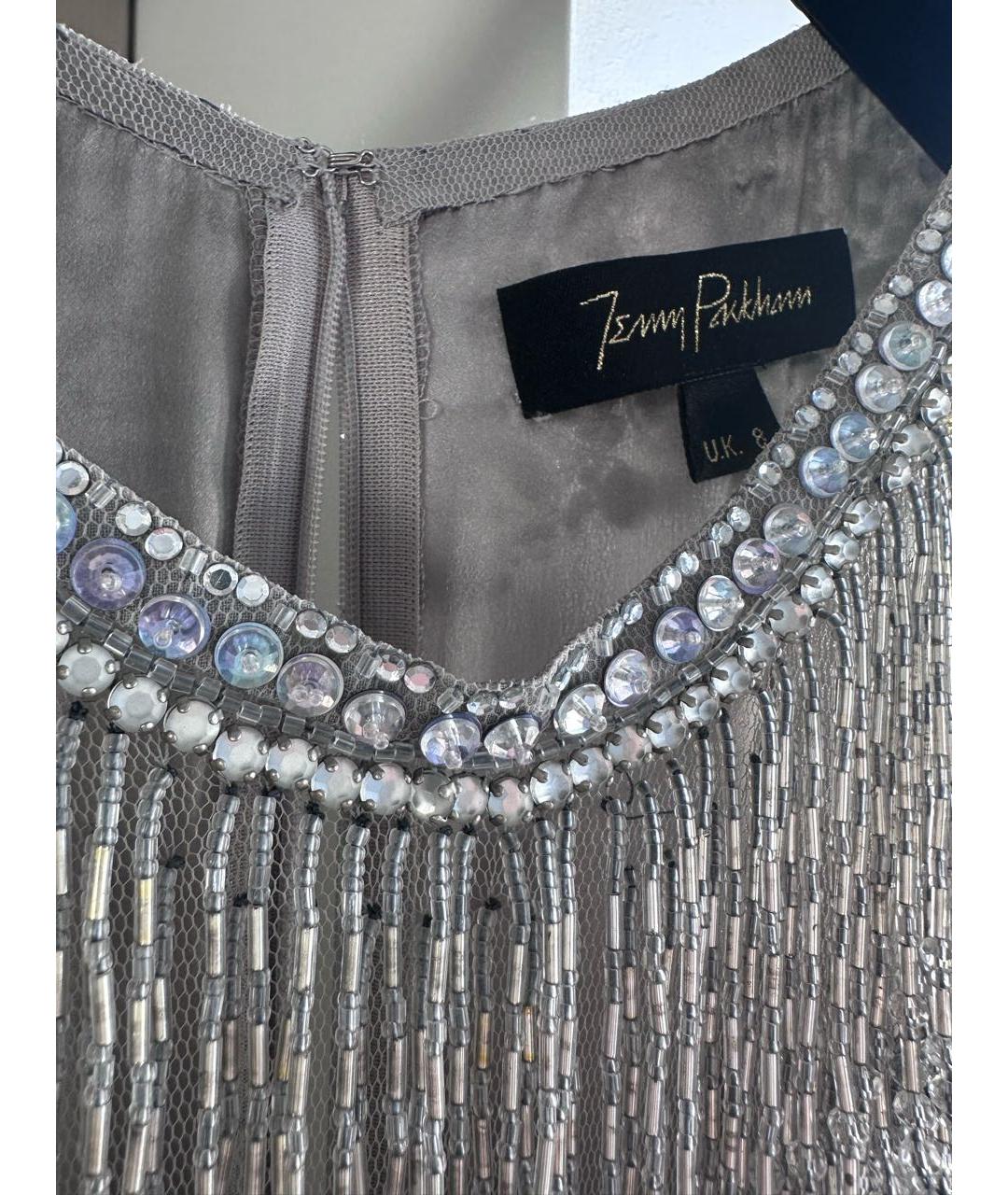 JENNY PACKHAM Серое шелковое вечернее платье, фото 3