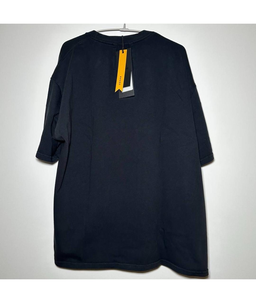 RHUDE Черная хлопковая футболка, фото 6