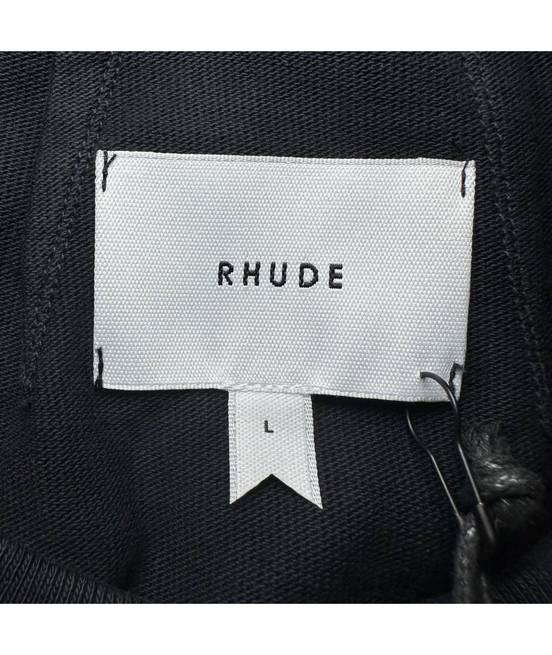RHUDE Черная хлопковая футболка, фото 8