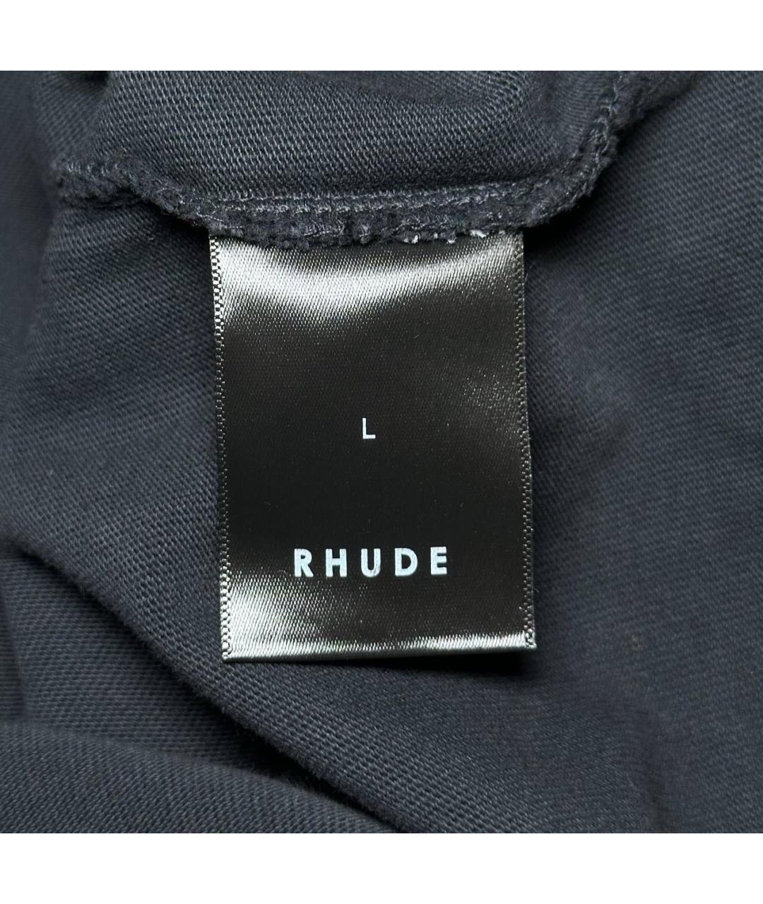 RHUDE Черная хлопковая футболка, фото 7