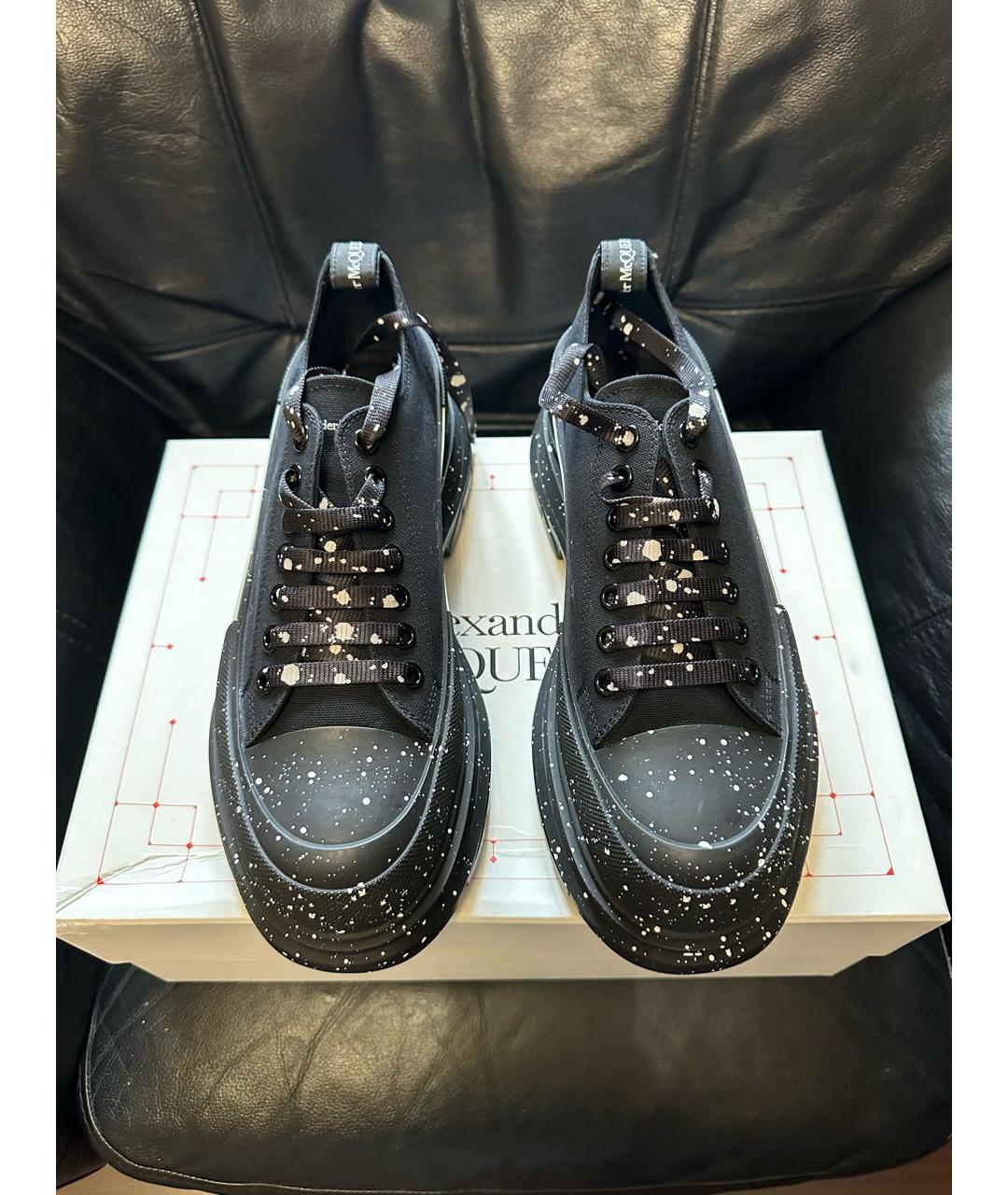 ALEXANDER MCQUEEN Черные текстильные низкие ботинки, фото 2