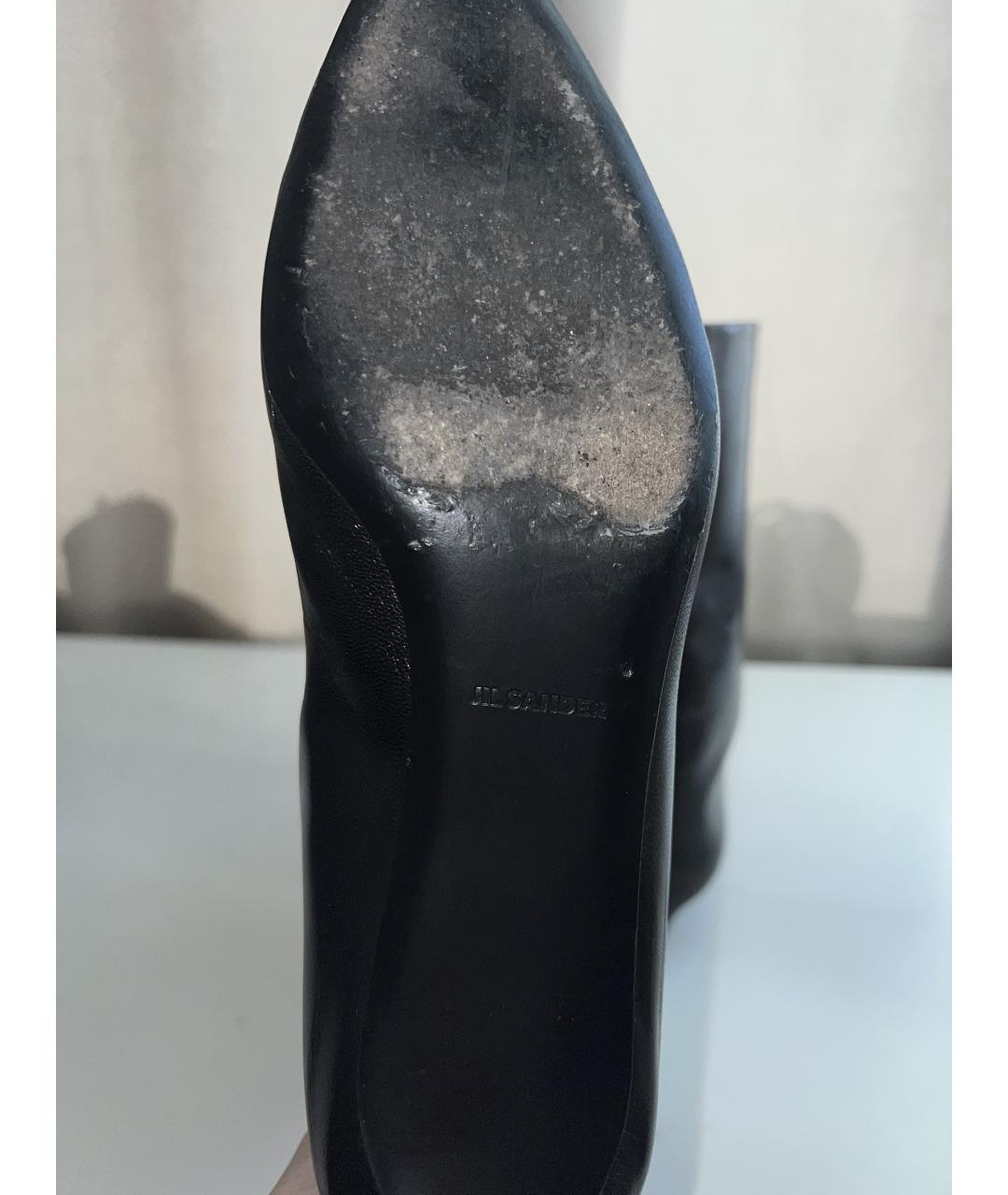 JIL SANDER Черные кожаные полусапоги, фото 5