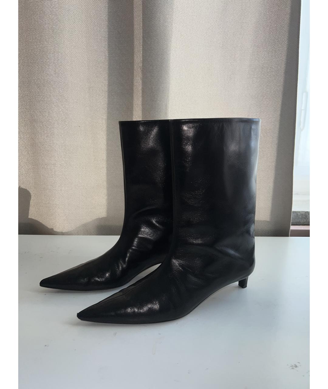 JIL SANDER Черные кожаные полусапоги, фото 3