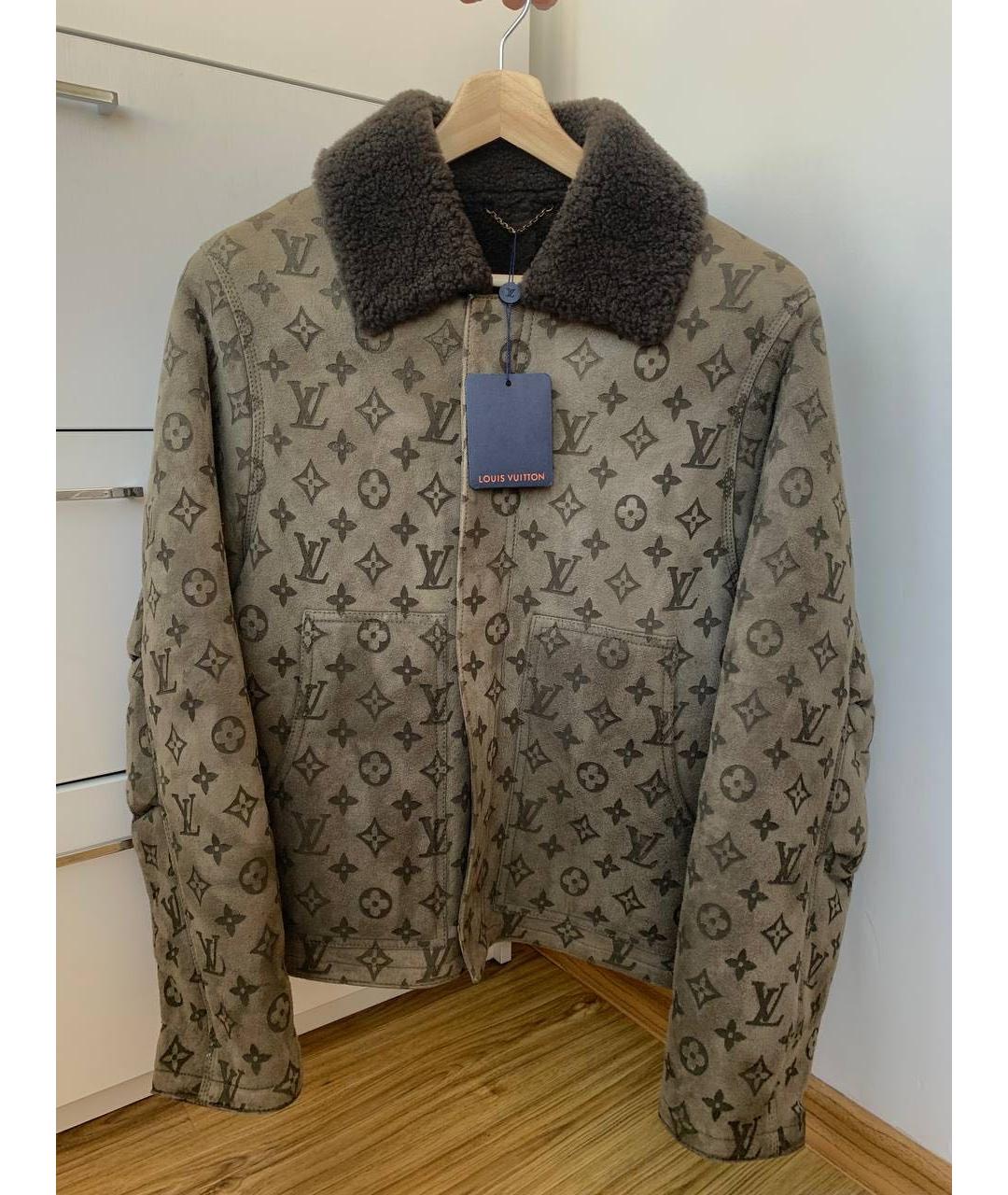 LOUIS VUITTON Хаки замшевая дубленка/шуба, фото 9