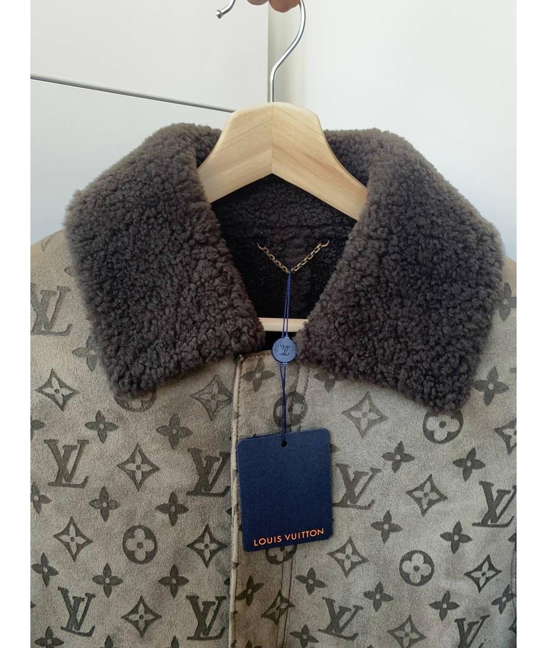 LOUIS VUITTON Хаки замшевая дубленка/шуба, фото 5