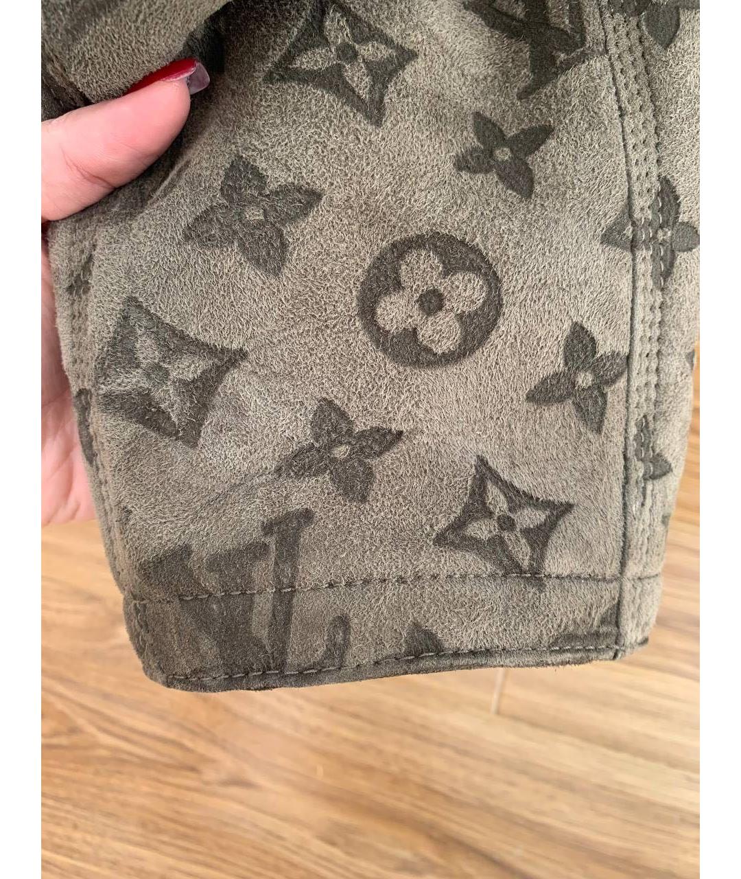 LOUIS VUITTON Хаки замшевая дубленка/шуба, фото 8