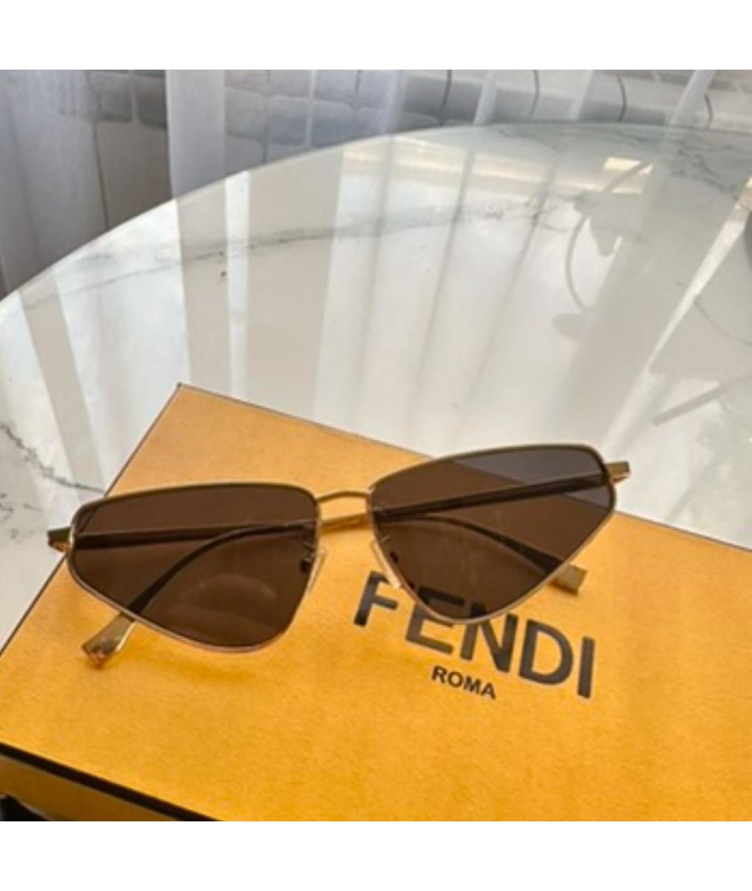 FENDI Золотые солнцезащитные очки, фото 5