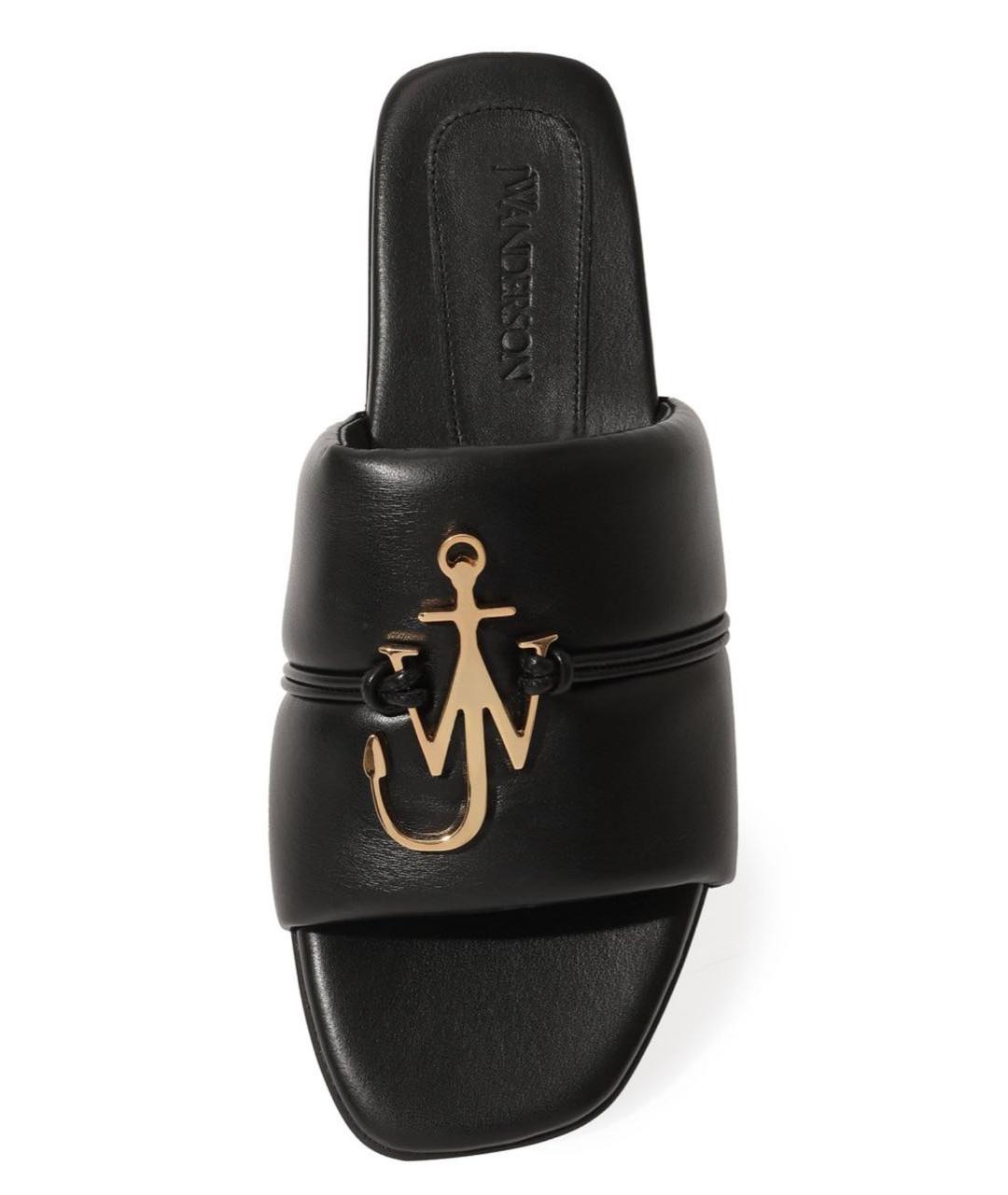 J.W.ANDERSON Черные кожаные шлепанцы, фото 4