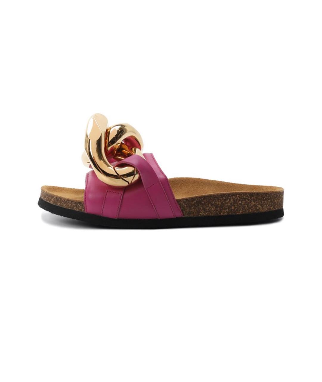 J.W.ANDERSON Розовые кожаные шлепанцы, фото 5