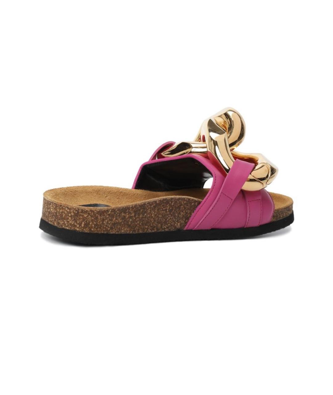 J.W.ANDERSON Розовые кожаные шлепанцы, фото 4