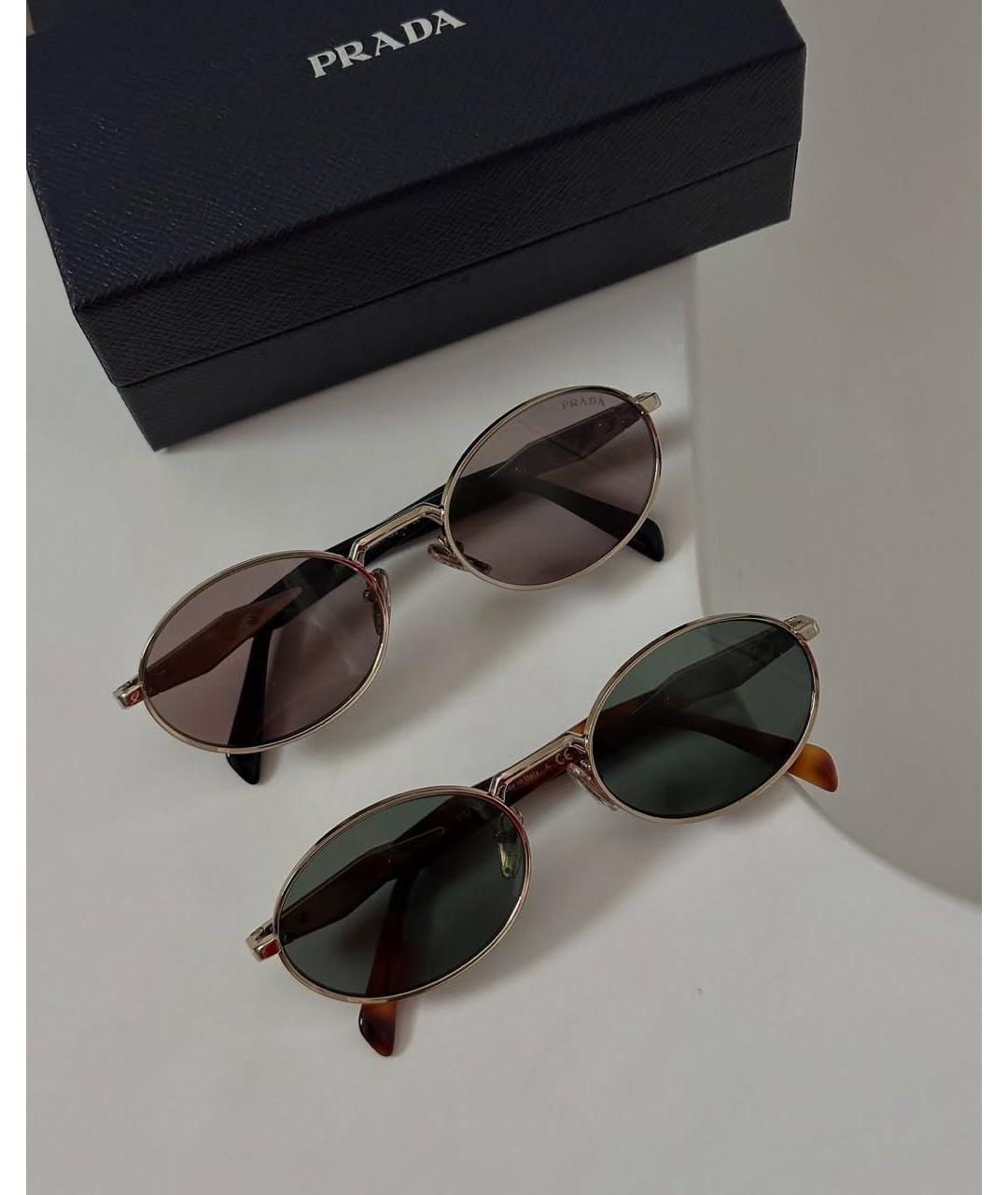 PRADA Розовые металлические солнцезащитные очки, фото 4