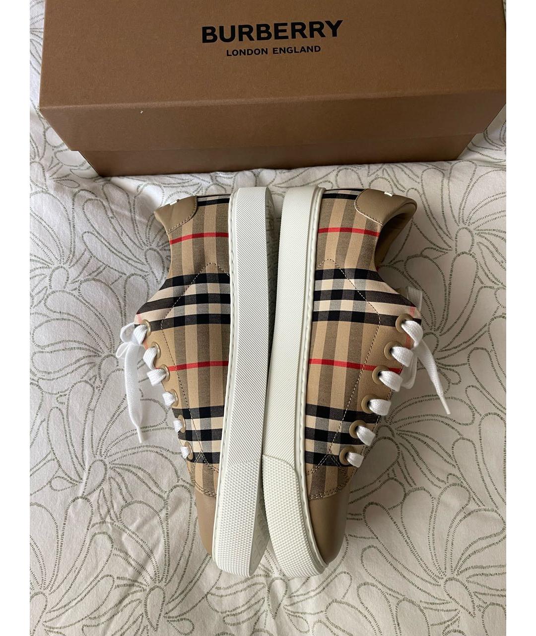 BURBERRY Бежевые кожаные кеды, фото 8