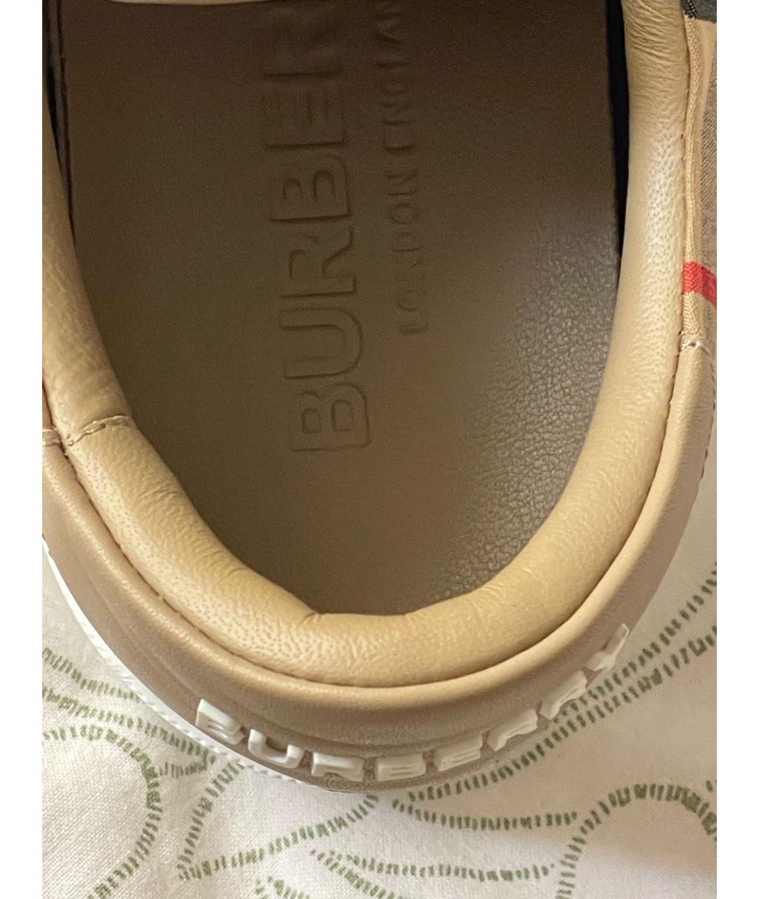 BURBERRY Бежевые кожаные кеды, фото 7